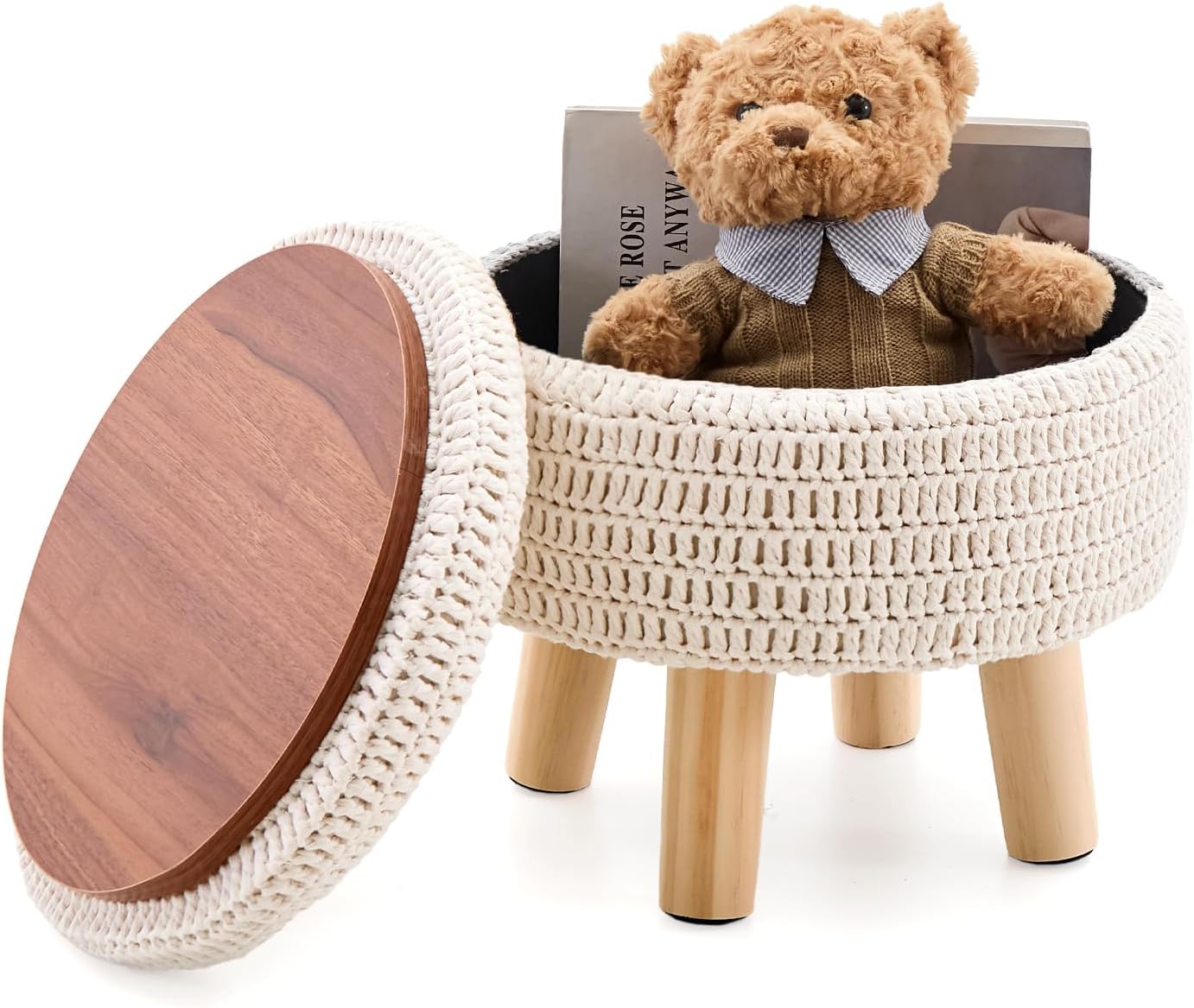 Wimarsbon Pouf Ottoman - Handmade Cotton Knitted Footstool