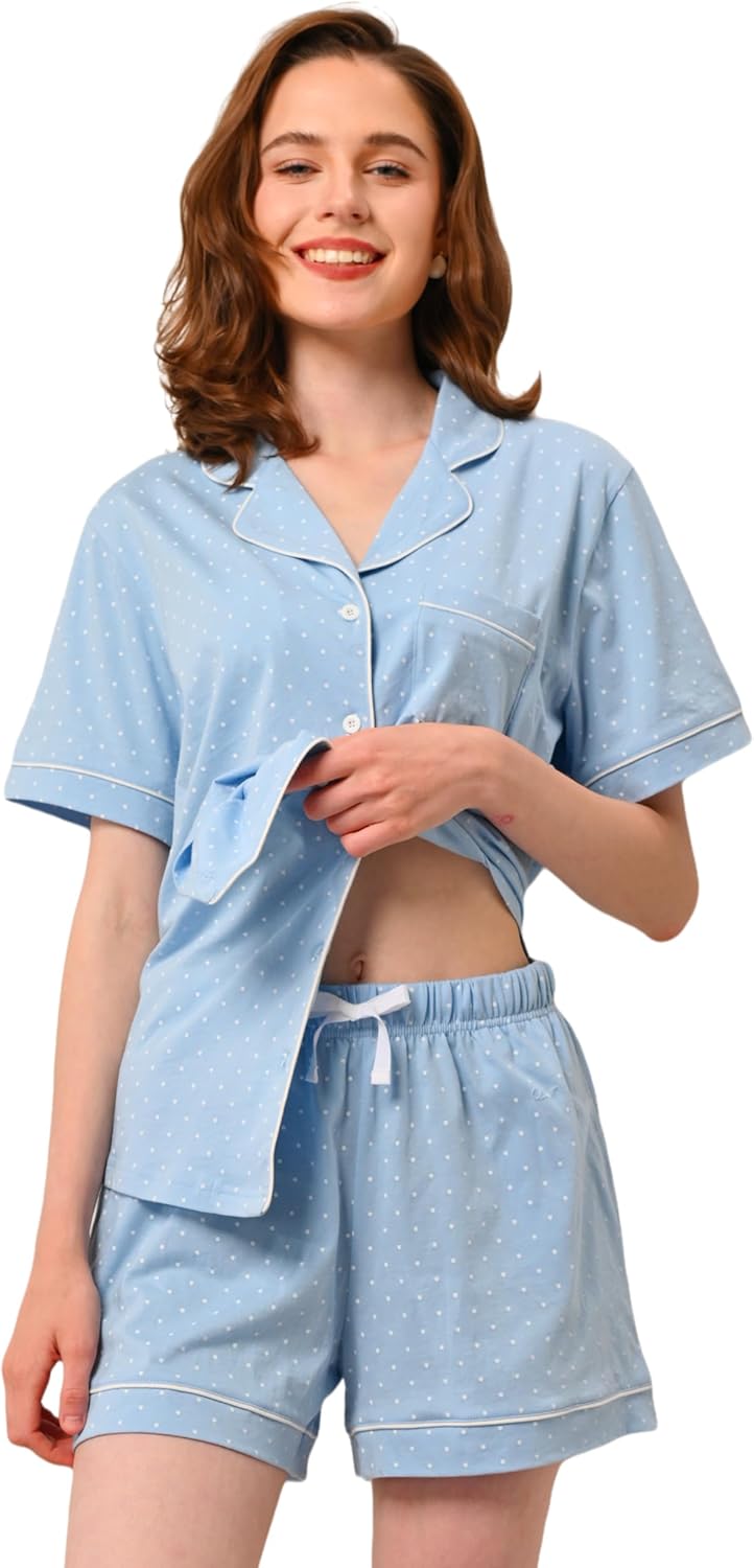 100% Cotton Pajamas for Women Sets Soft Sleepwear Loungewear