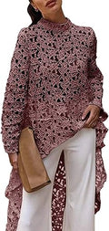 PRETTYGARDEN Women's High Low Long Sleeve Blouse for Casual Wear