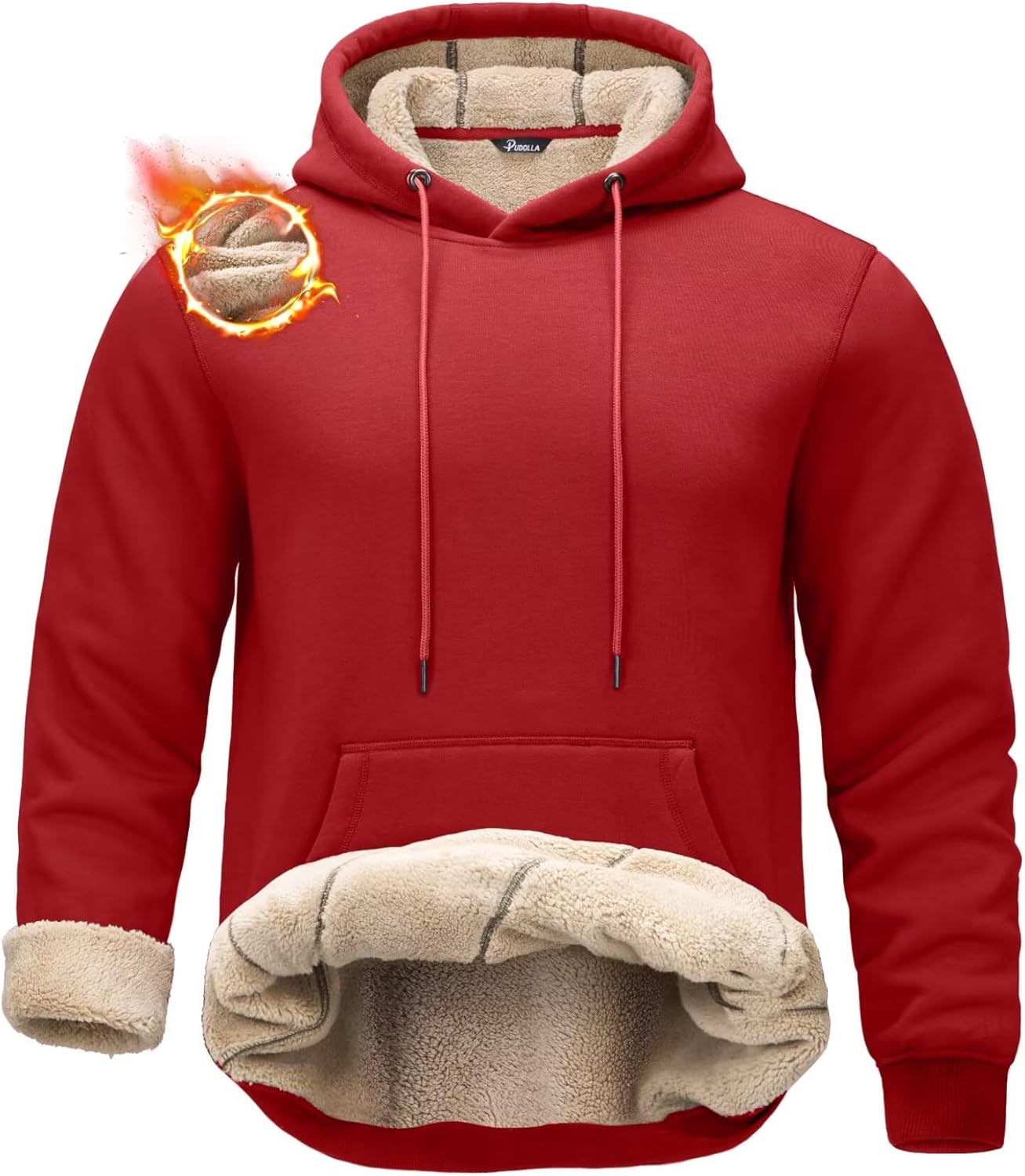 Pudolla Men's Sherpa Hoodie Pullover for Winter Warmth