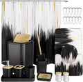 Black Bathroom Accessories Set - 24PCS Shower Curtain & Rugs