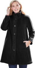 Woman Within Plus Size Fleece Swing Funnel-Neck Coat - Cozy Layering