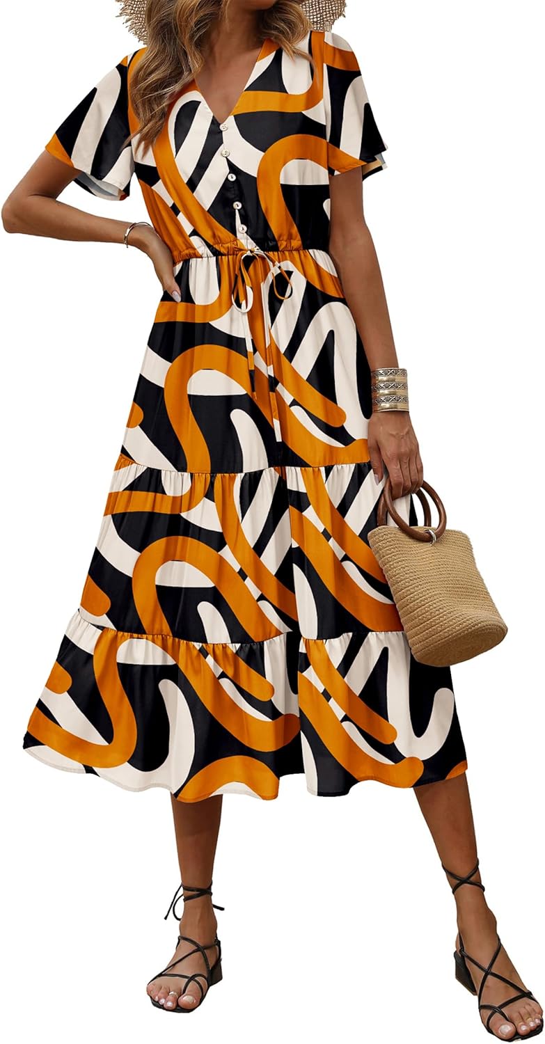PRETTYGARDEN Summer Floral Dress for Women - Boho Maxi Style