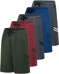 Mens 5 Pack 9in Dry-Fit Shorts - Lightweight Athletic Activewear