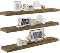 BAMEOS Floating Shelves 40 in x 8 in Wall Mounted Set of 3 - Space