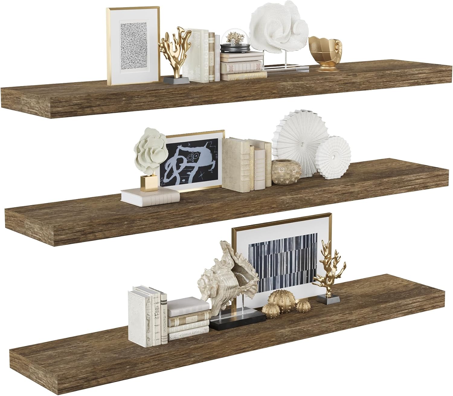 BAMEOS Floating Shelves Set of 3 for Stylish Home Organization