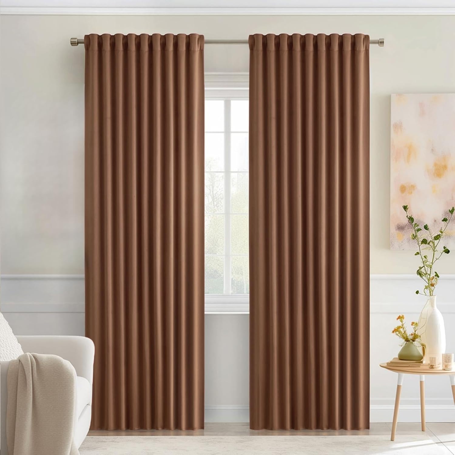 MIULEE Back Tab Blackout Curtains 90 Inch Long for Modern Homes