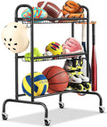 Basketball Racks for Balls 3-Layer Ball Rack - Compact Rolling Cart