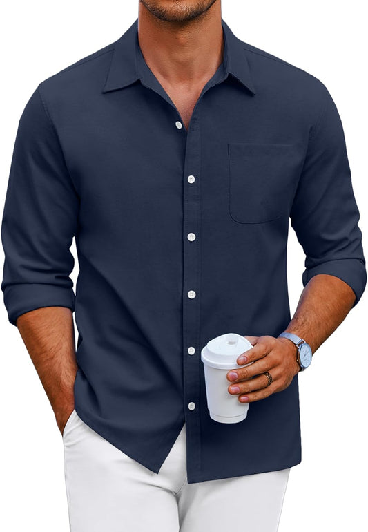 COOFANDY Men's Oxford Shirt Long Sleeve Casual Button Down Style