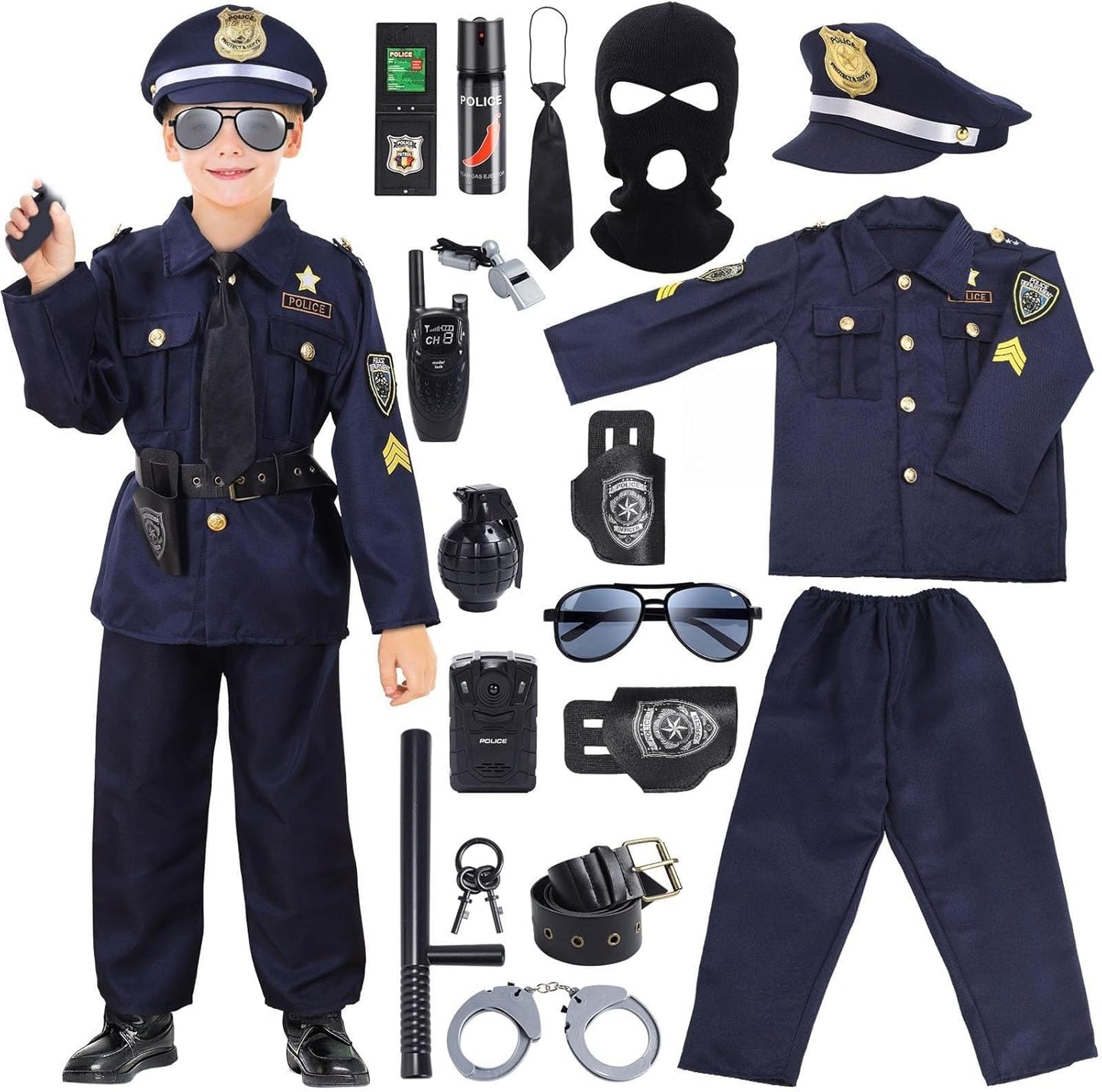 16PCS Police Costume for Kids - Fun Role-Playing Set