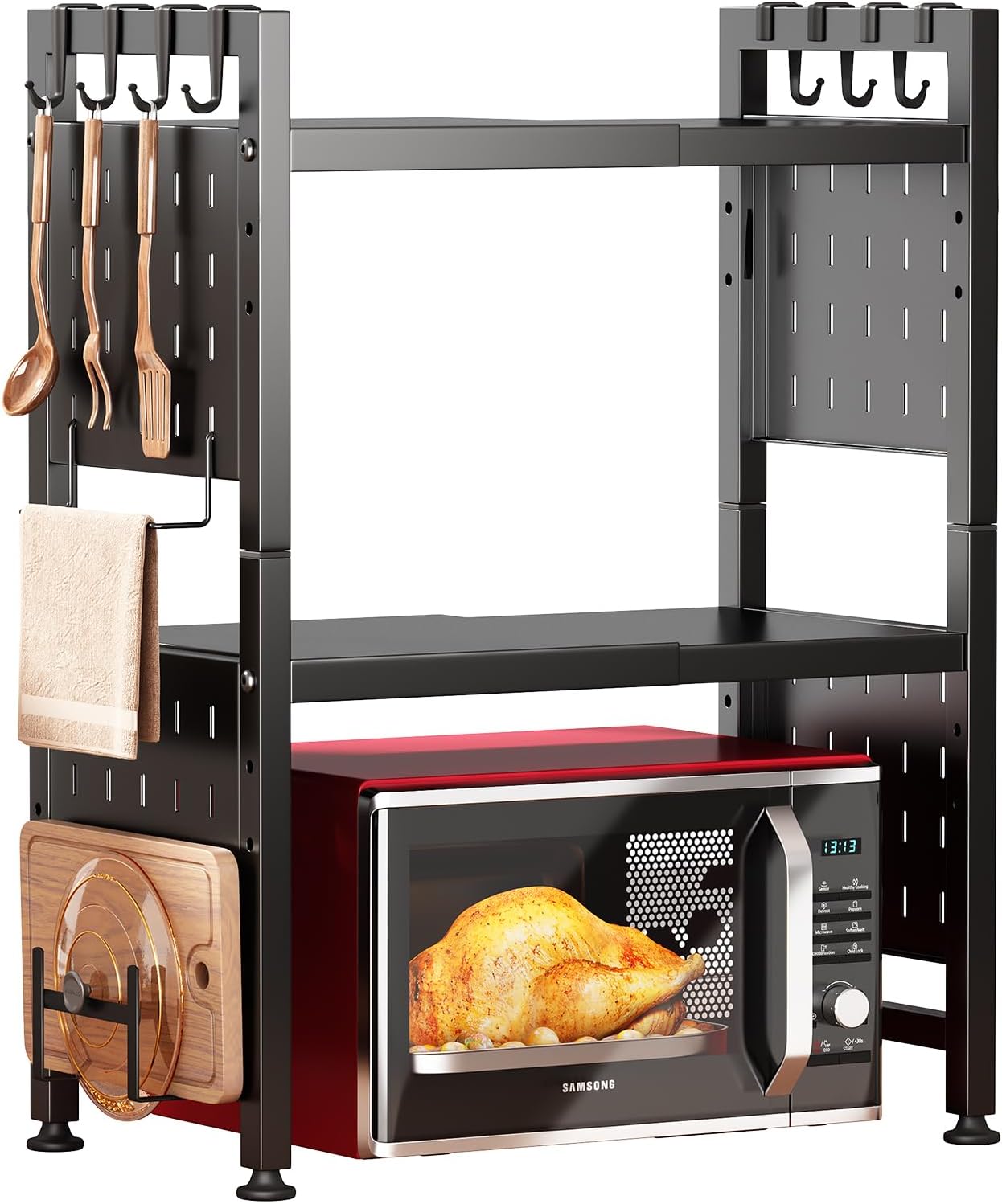3-Tier Adjustable Microwave Rack - Organize & Save Space!