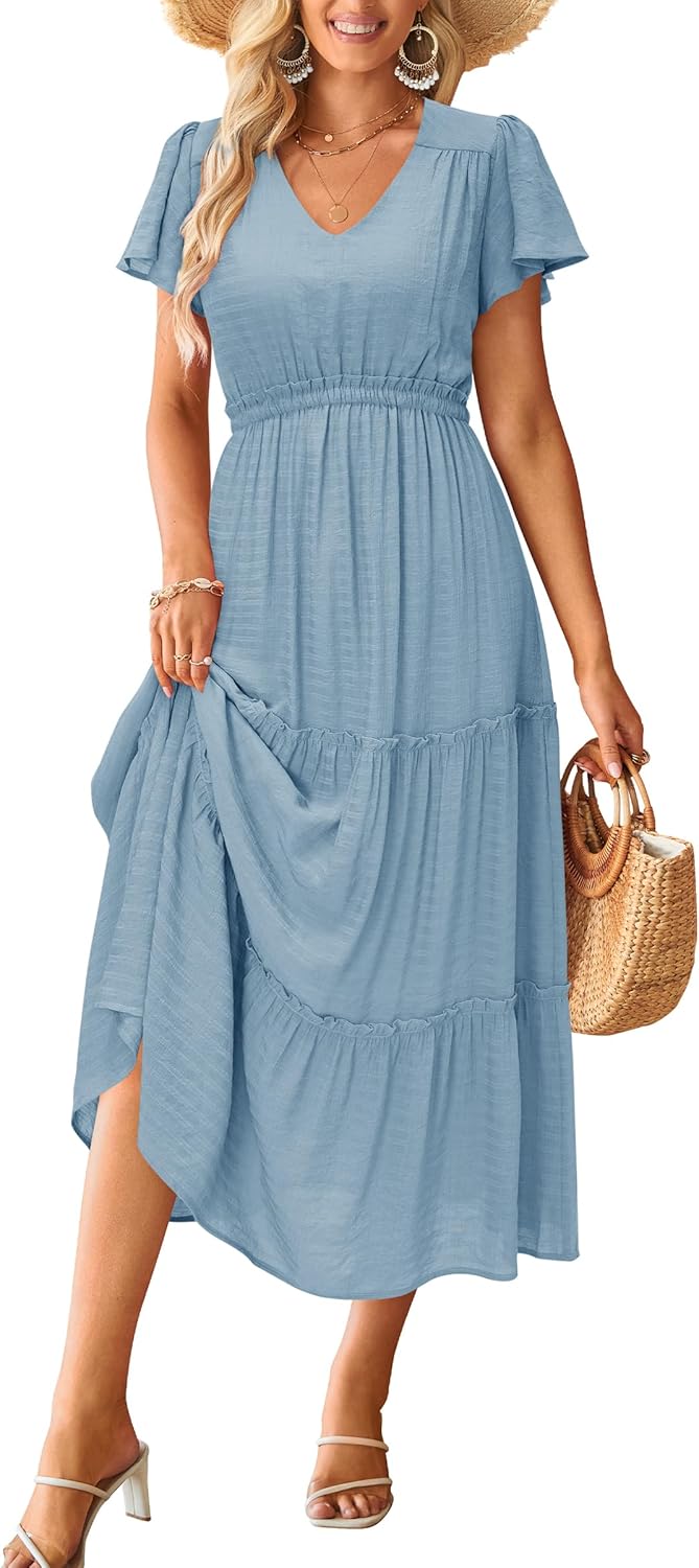 VOTEPRETTY Women's Summer Boho Maxi Dress for Beach Weddings