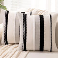 Boho Throw Pillow Covers 18x18 Set of 2 - Neutral Black White Chic