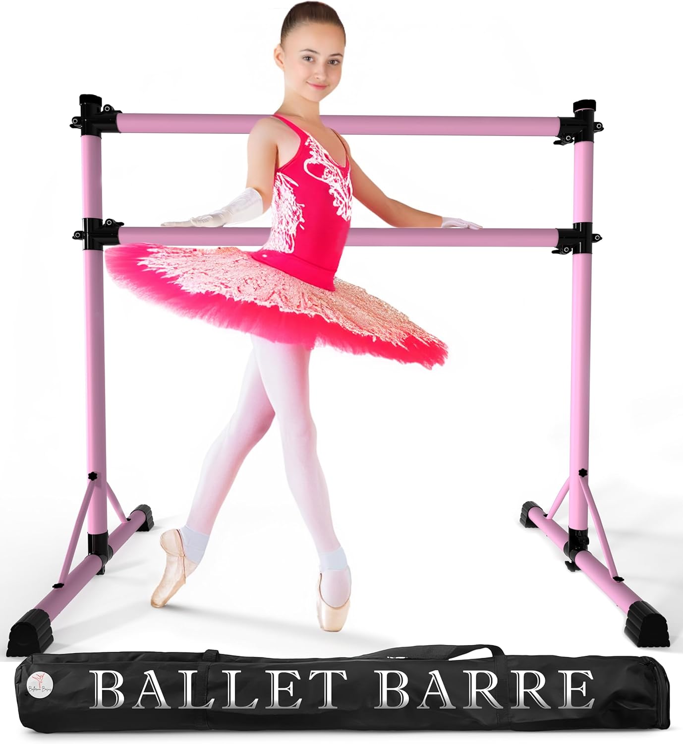 4 Ft Steel Double Ballet Barre for Home and Gym - Adjustable