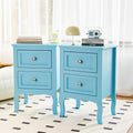 Bonnlo Nightstand Set of 2 - Compact Blue Nightstands for Small Spaces