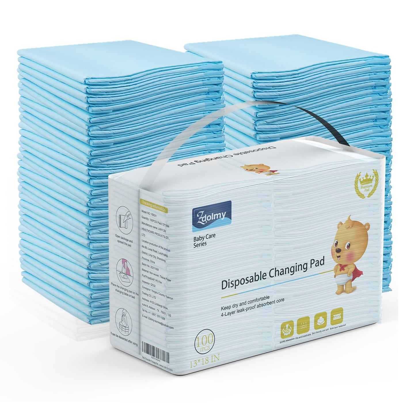 Zdolmy 100 Pack Baby Changing Pads - Super Absorbent & Waterproof!