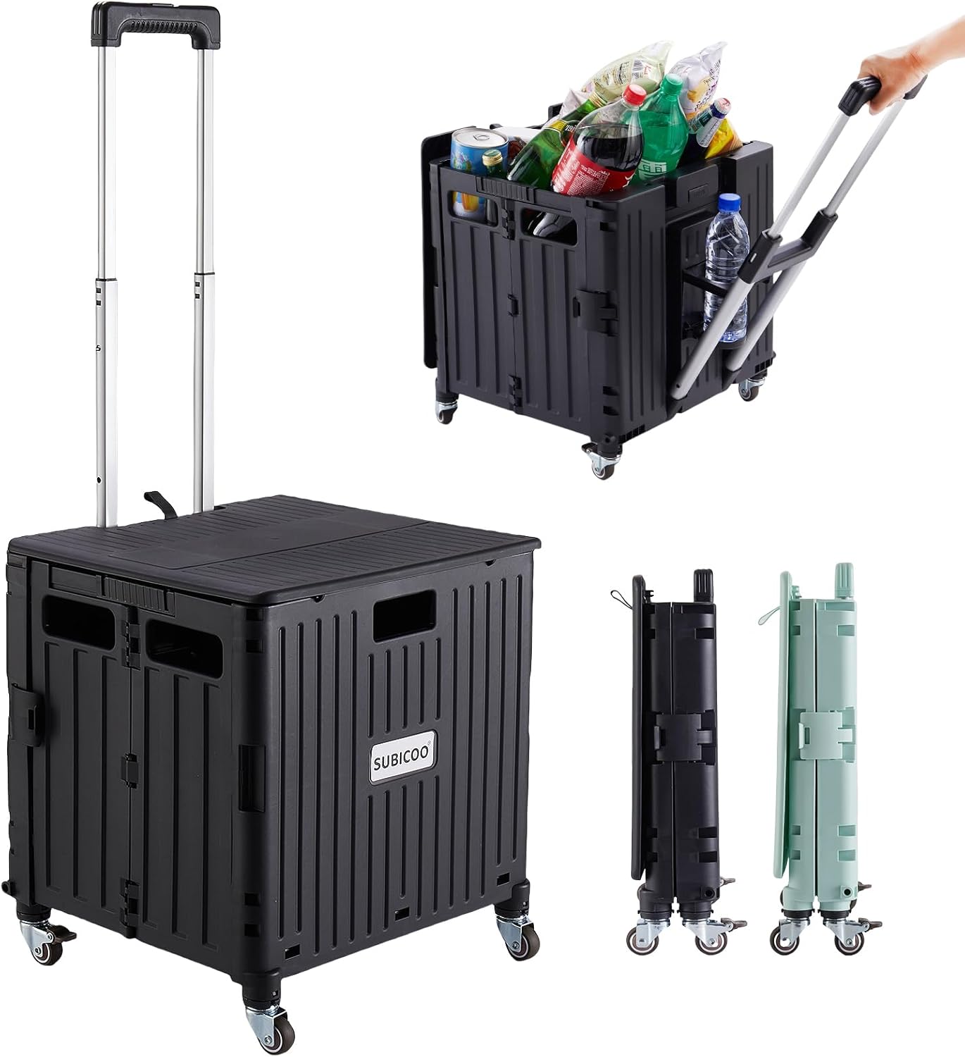 Folding Utility Cart Portable Rolling Crate Handcart for Shopping