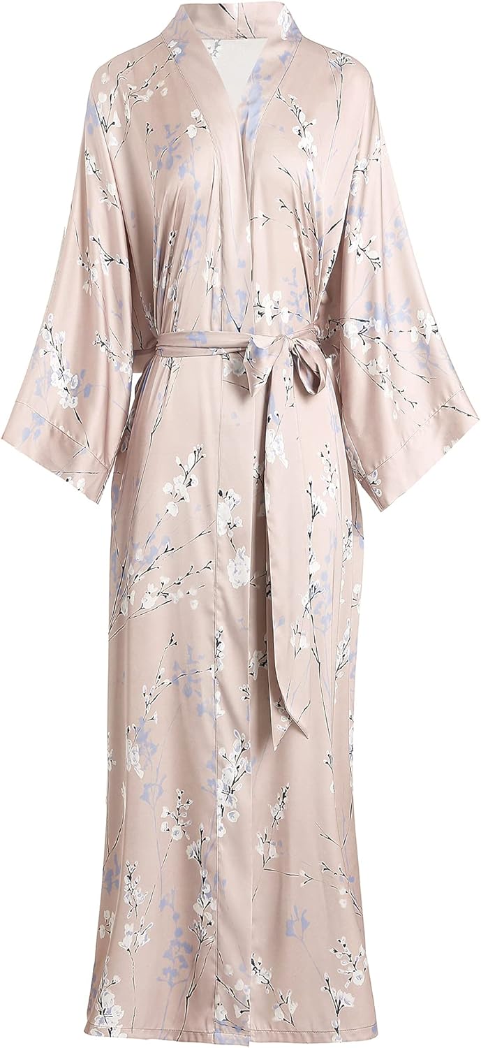 Aensso Long Soft Lightweight Silky Kimonos Robes for Women