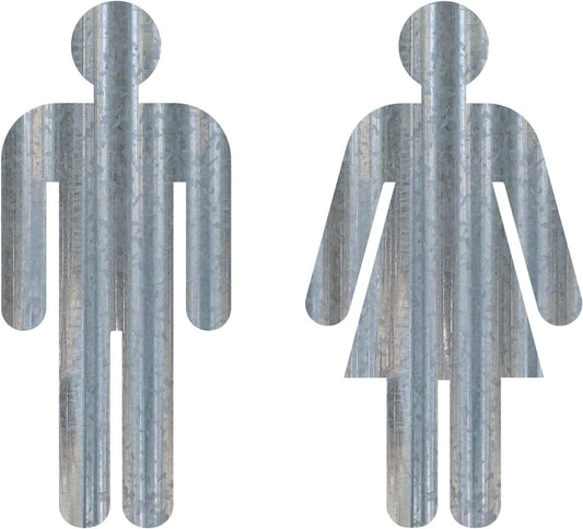 Bathroom People Corrugated Metal Sign Set by Baum Designs