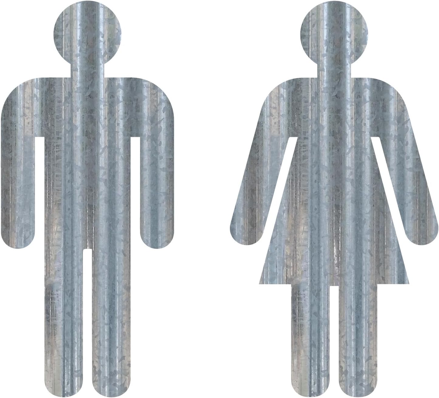 Bathroom People Corrugated Galvanized Metal Sign Set for Decor