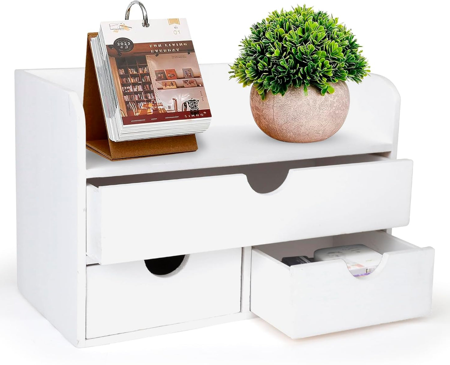 Besti Wooden Office Desk Organizer - Vintage Style Caddy