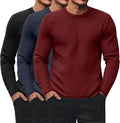 Men's Waffle Thermal Crew Neck 3-Pack Shirts - Lightweight Layering