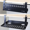 Under Desk Cable Management Tray Clamp Mount - Flip-Down Power
