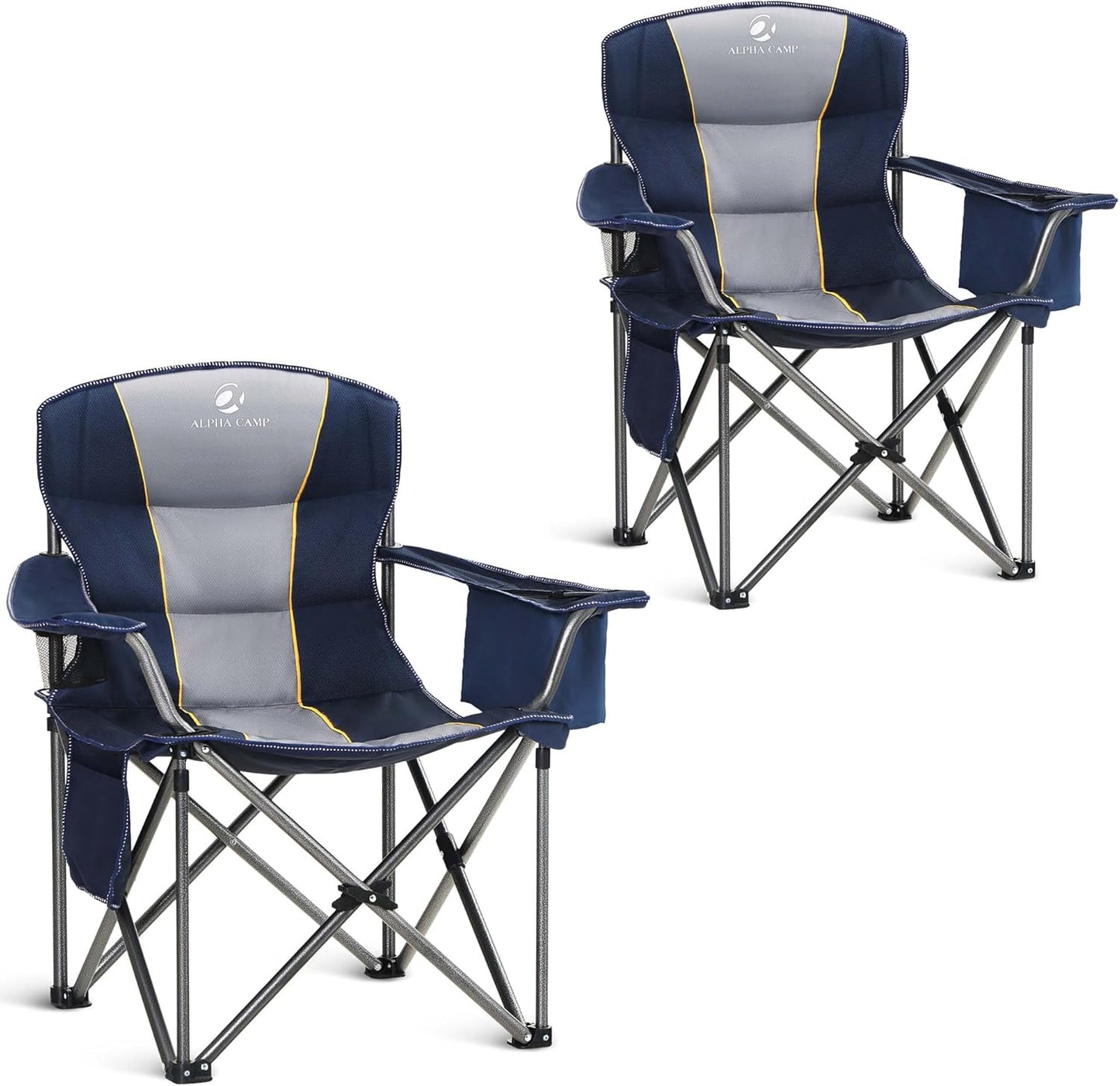 ALPHA CAMP Oversized Camping Chair with Cooler Bag and Support