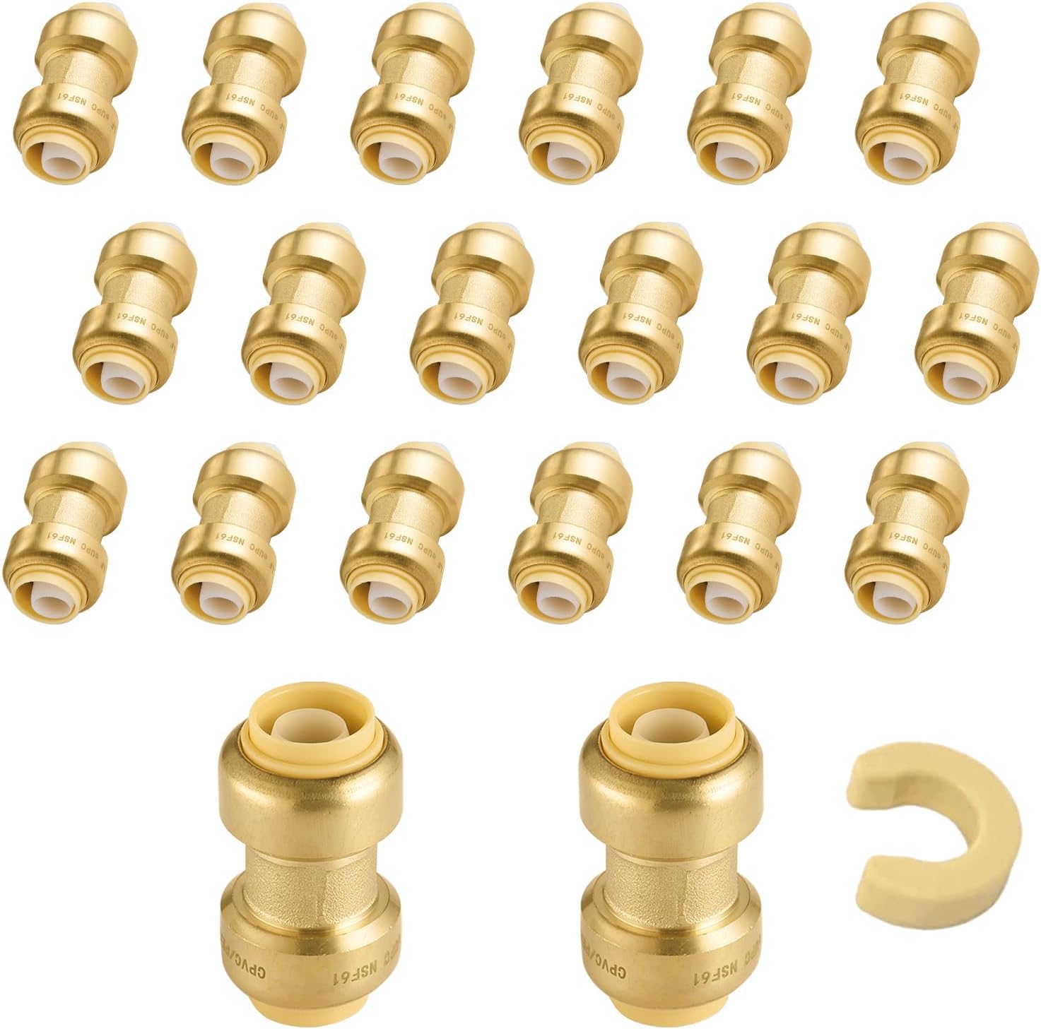 20-Pack Push Fit Brass Plumbing Fittings for Reliable Connections