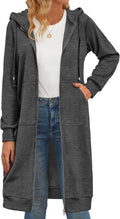Long Zip Up Hoodie Tunic Sweatshirt - Cozy Knee-Length Fall Jacket