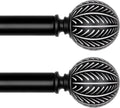 KAMANINA 2 Pack Wood Curtain Rods 48 to 84 in - Heavy Duty Leaf