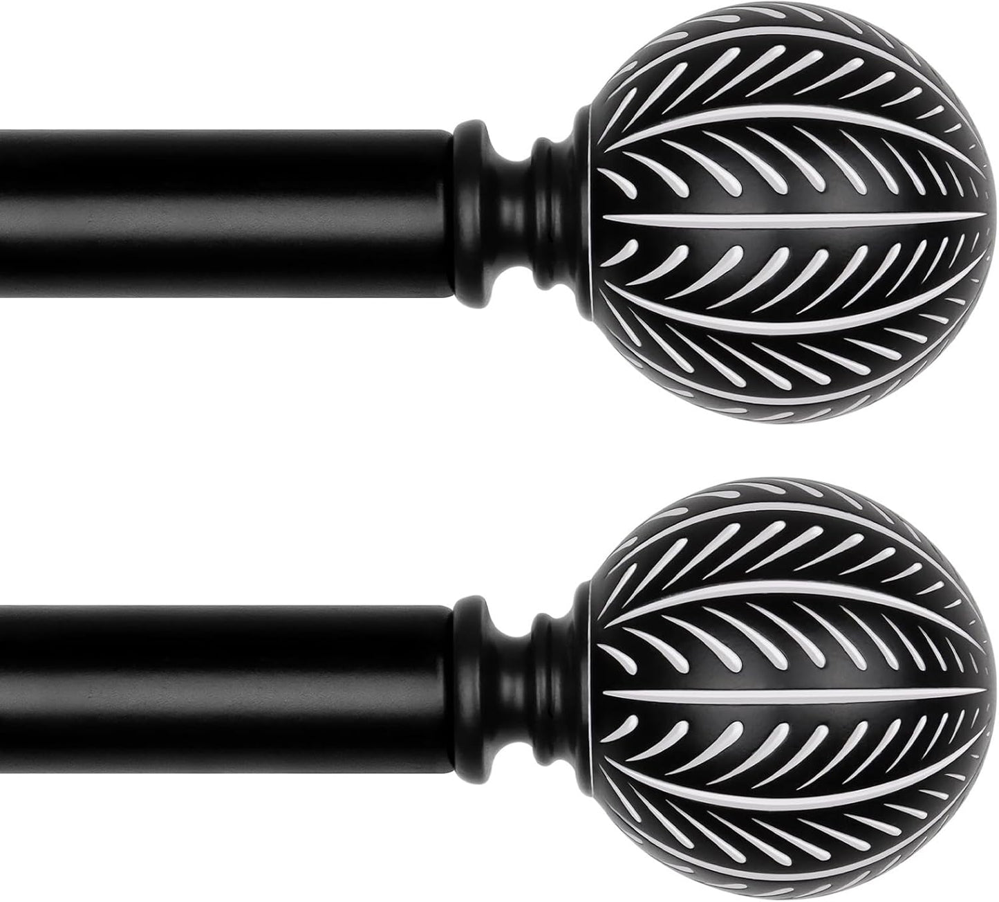 KAMANINA 2 Pack Adjustable Wood Curtain Rods for Windows 48 to 84 in