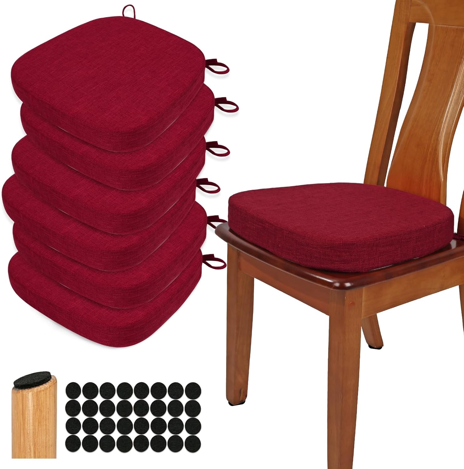 Thickened 2.5in Dining Chair Cushions Set of 6 for Comfort