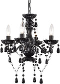 Black Chandelier Small Crystal 4-Light Pendant - Modern Mini