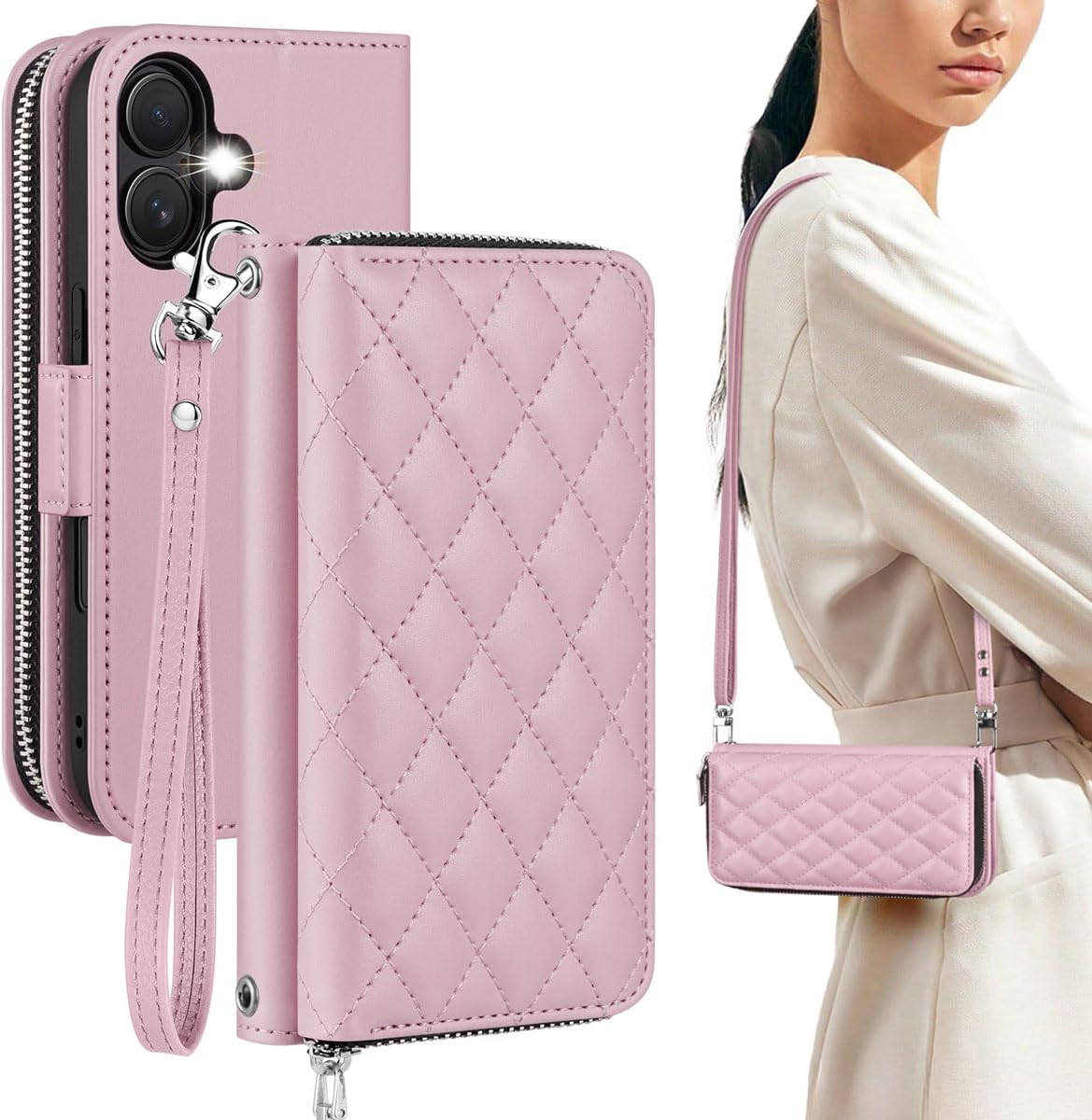 OCASE iPhone 17 Crossbody Wallet Case - Stylish PU Leather Handbag