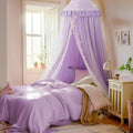Purple Bed Canopy with Star Lights - Double Layer Princess Canopy