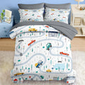 Comforter Set Twin Size Cute Car City 5 Pcs Bedding - Soft