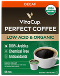 Perfect Dark Roast Decaf Coffee Pods - Low Acid, Organic 64 CT
