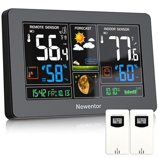 Newentor Wireless Indoor Outdoor Thermometer with Color Display