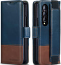 KEZiHOME Galaxy Z Fold 4 Wallet Case - Genuine Leather RFID Block