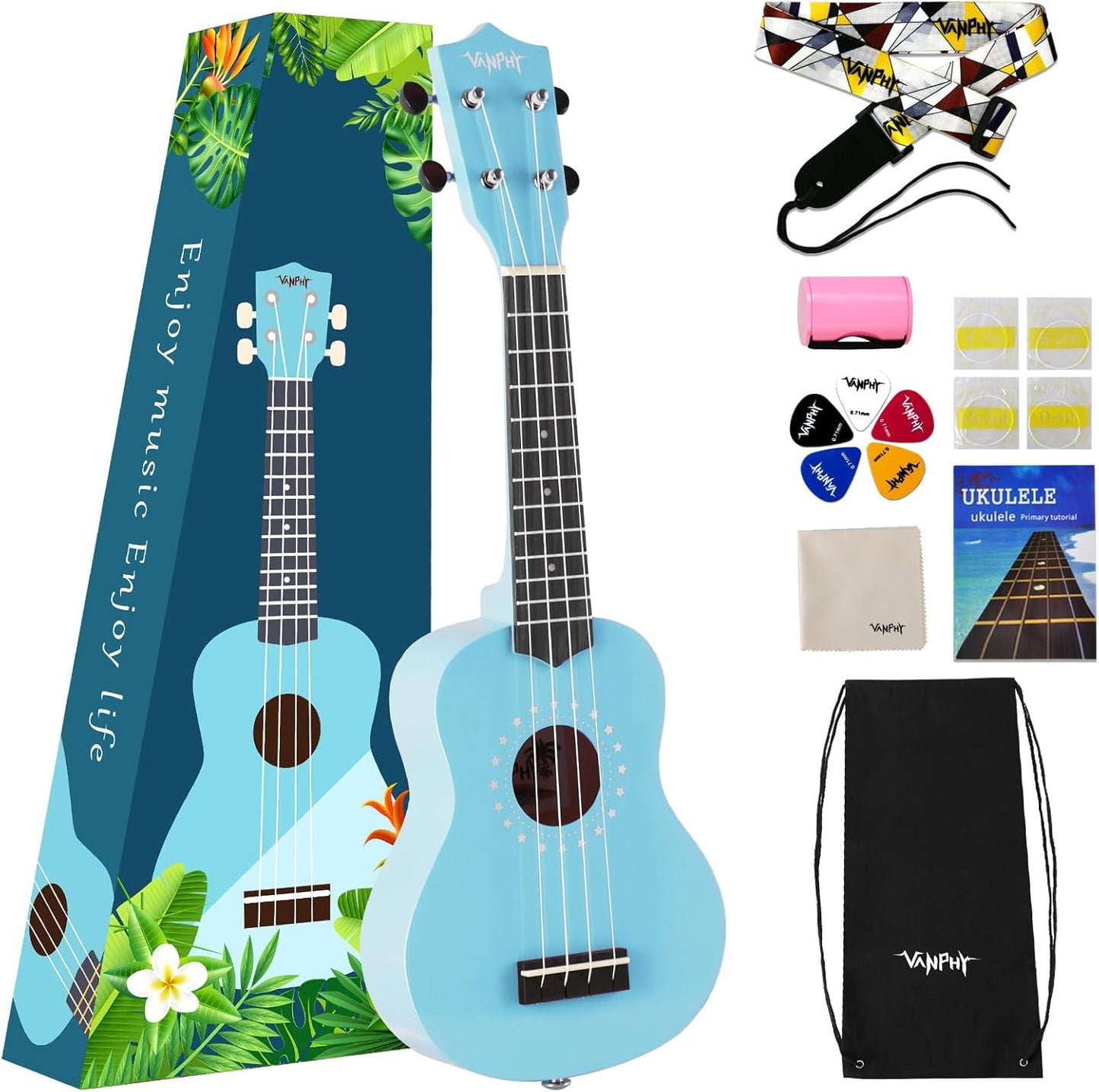 Soprano Ukulele for Beginners with Gig Bag and Accessories