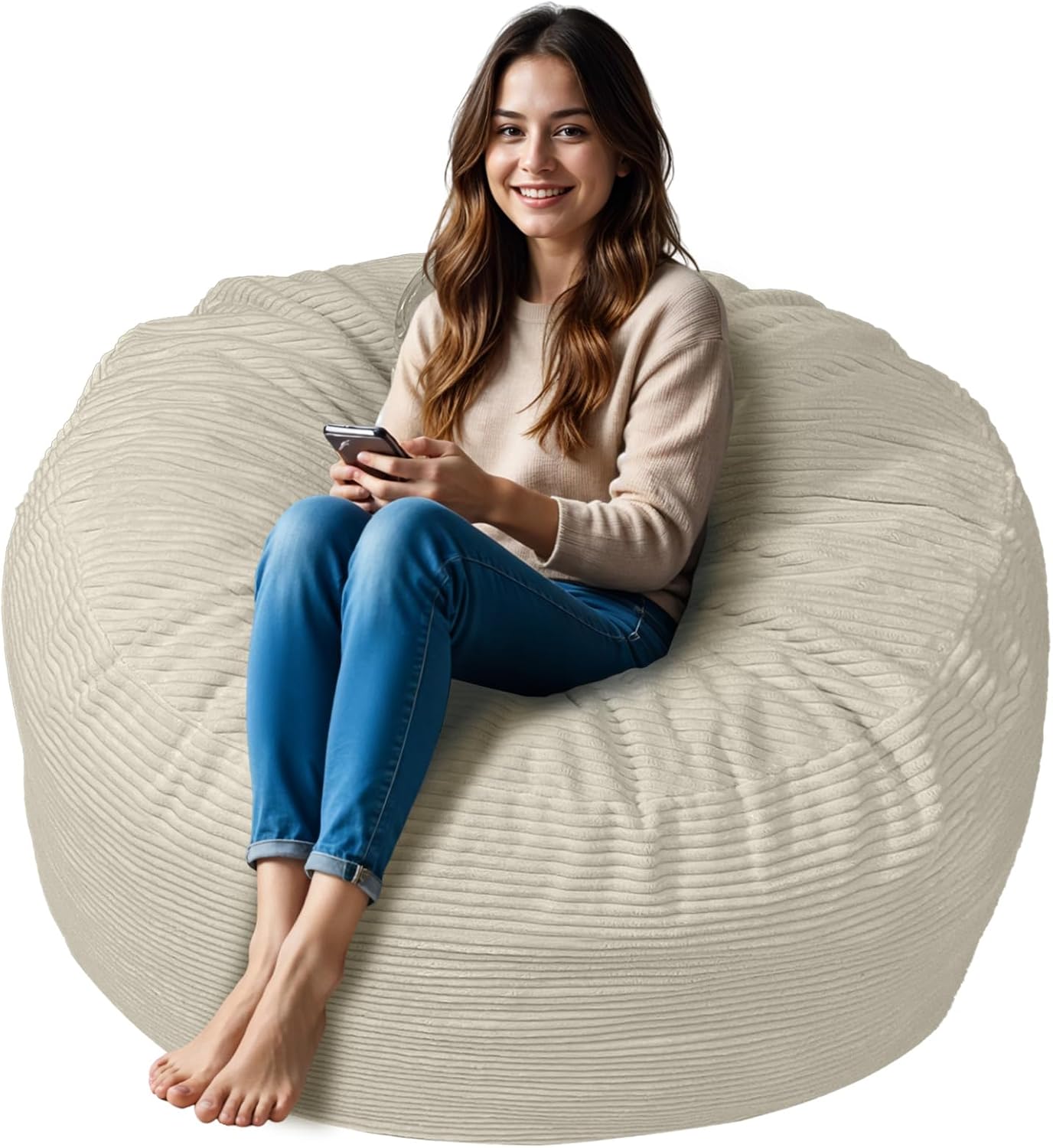 Anuwaa 3FT Memory Foam Bean Bag - Cozy Gaming, Reading Chair