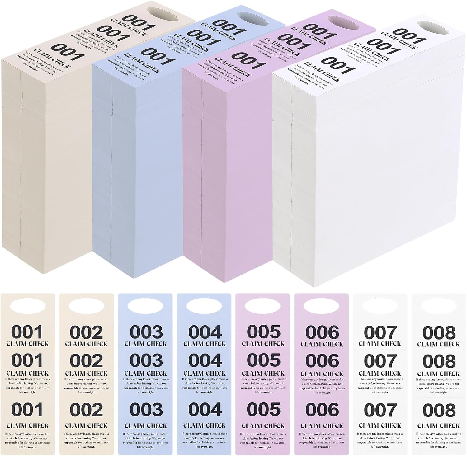 Clabby 2000 Pcs Colored Paper Coat Check Tickets for Events