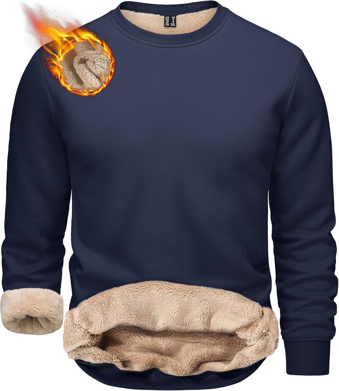 TACVASEN Men's Crewneck Sweatshirt Warm Sherpa Lined Fleece