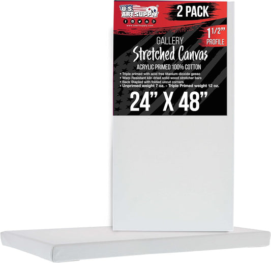 X-Large Stretched Canvas for Painting 24x48 inch - 2-Pack