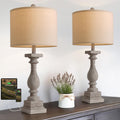 BOBOMOMO 27 in Farmhouse Table Lamps with USB-A and USB-C Ports