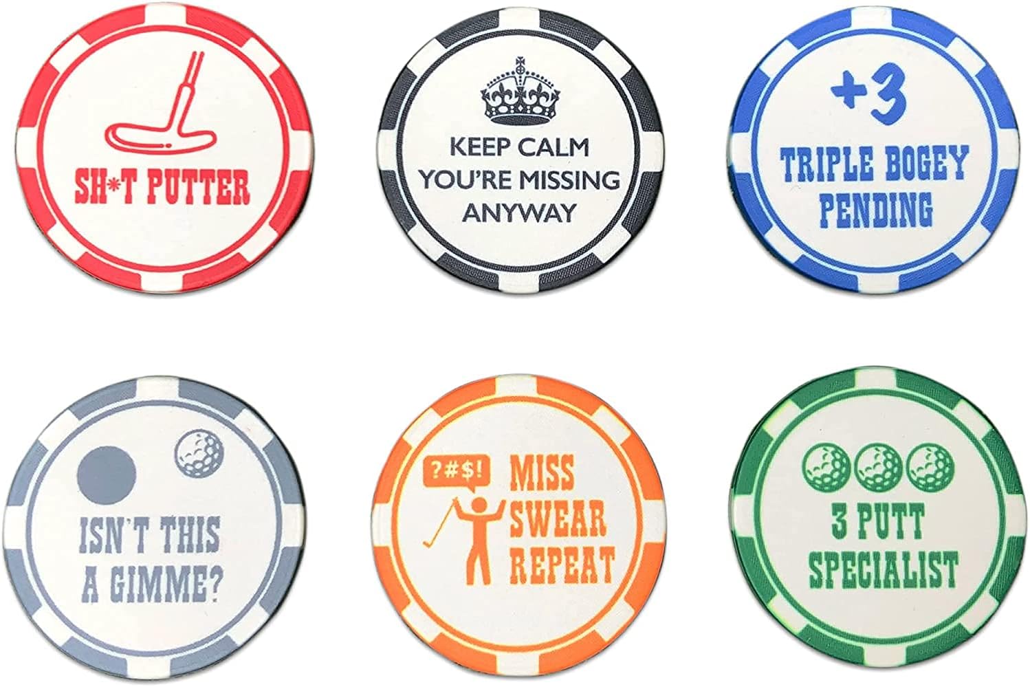 Poker Chip Golf Ball Marker Set - Novelty Gift
