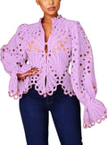 Women's Summer Lace Tops with Ruffle Sleeves by Doweha
