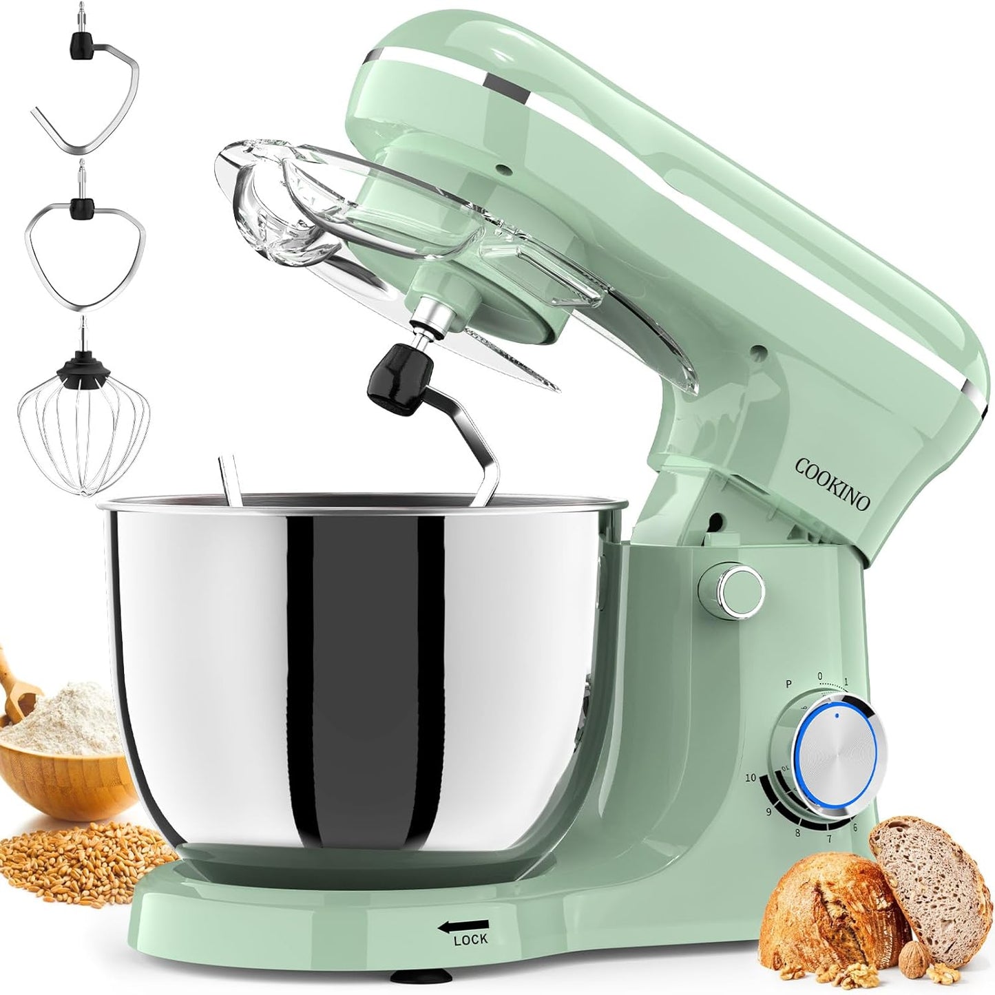 Electric Stand Mixer with 10 Speeds and 6QT Bowl for Cooks