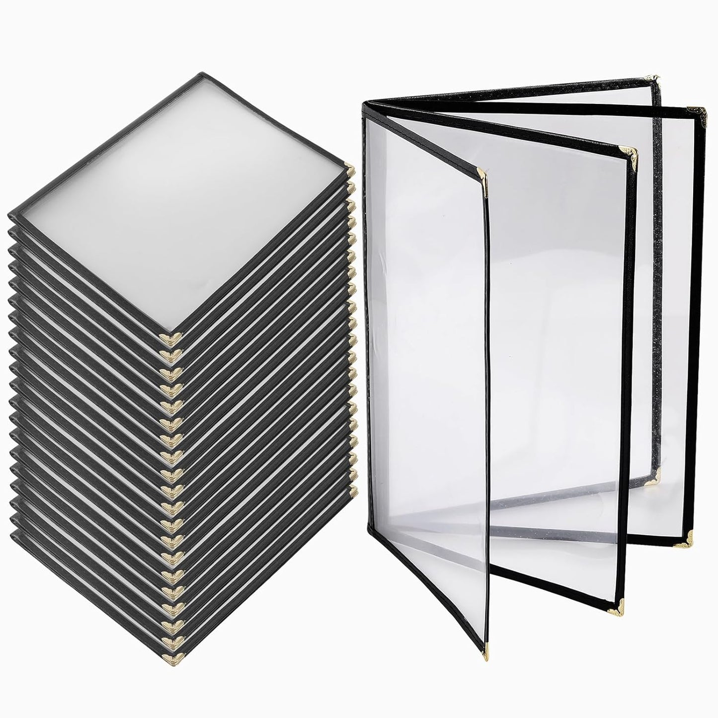 20-Pack Transparent Menu Covers for A4 Paper - 8-View Design